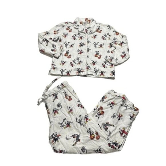 Pottery Barn Teen Unisex Mickey Mouse Halloween Flannel Pajama Set Size Medium - Picture 1 of 6